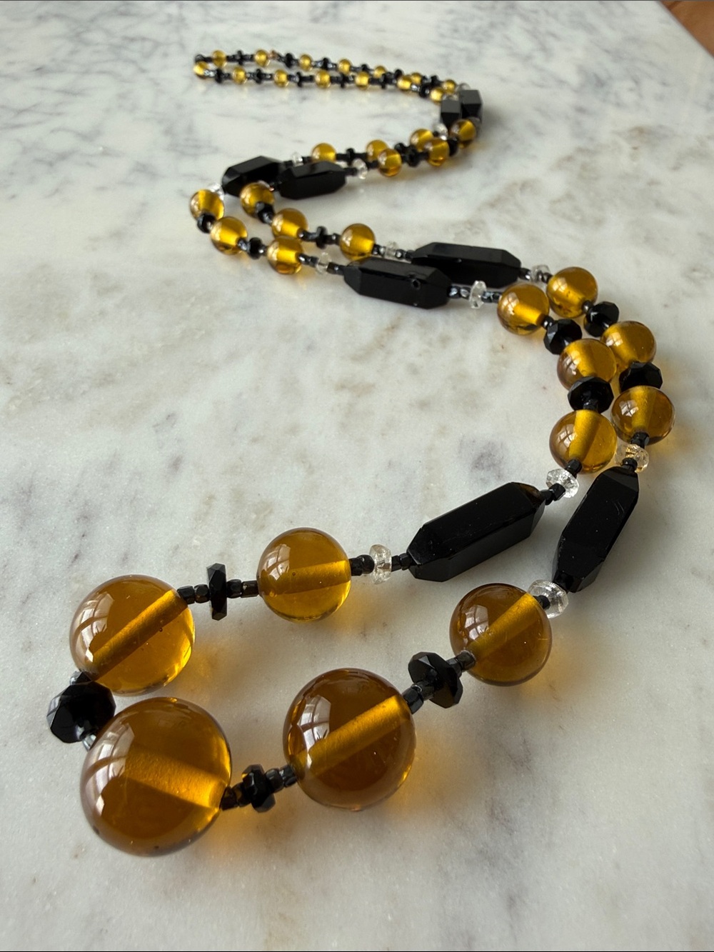 Vintage art deco Czech glass Bohemian beaded flapper necklace jewelry antique